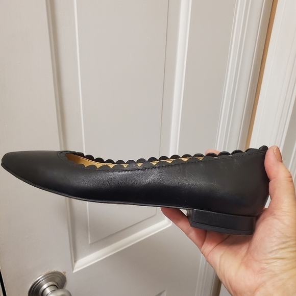 EC Talbots Edison Black Leather Flats, Scalloped Trim Classic Size 9M - Picture 9 of 12